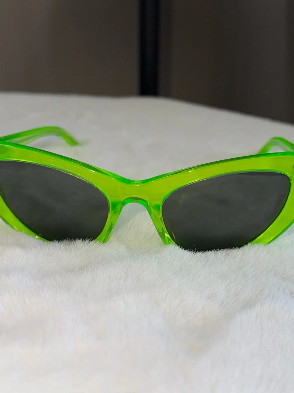 Saint Laurent Lily Translucent Lime Green Cat Eye SL213 Retro Chic Sunglasses